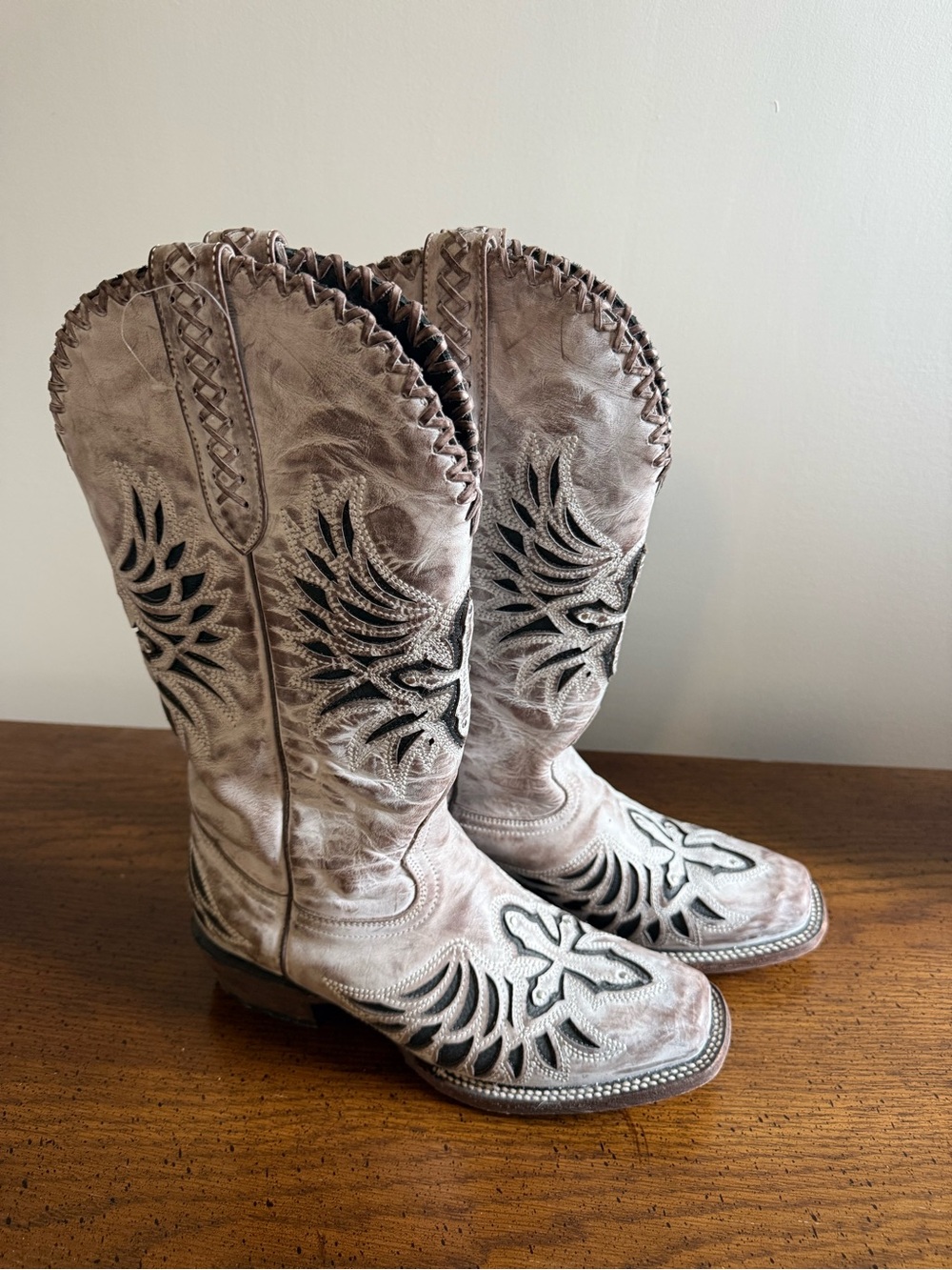 J.B. Dillon Distressed Taupe Western Boots